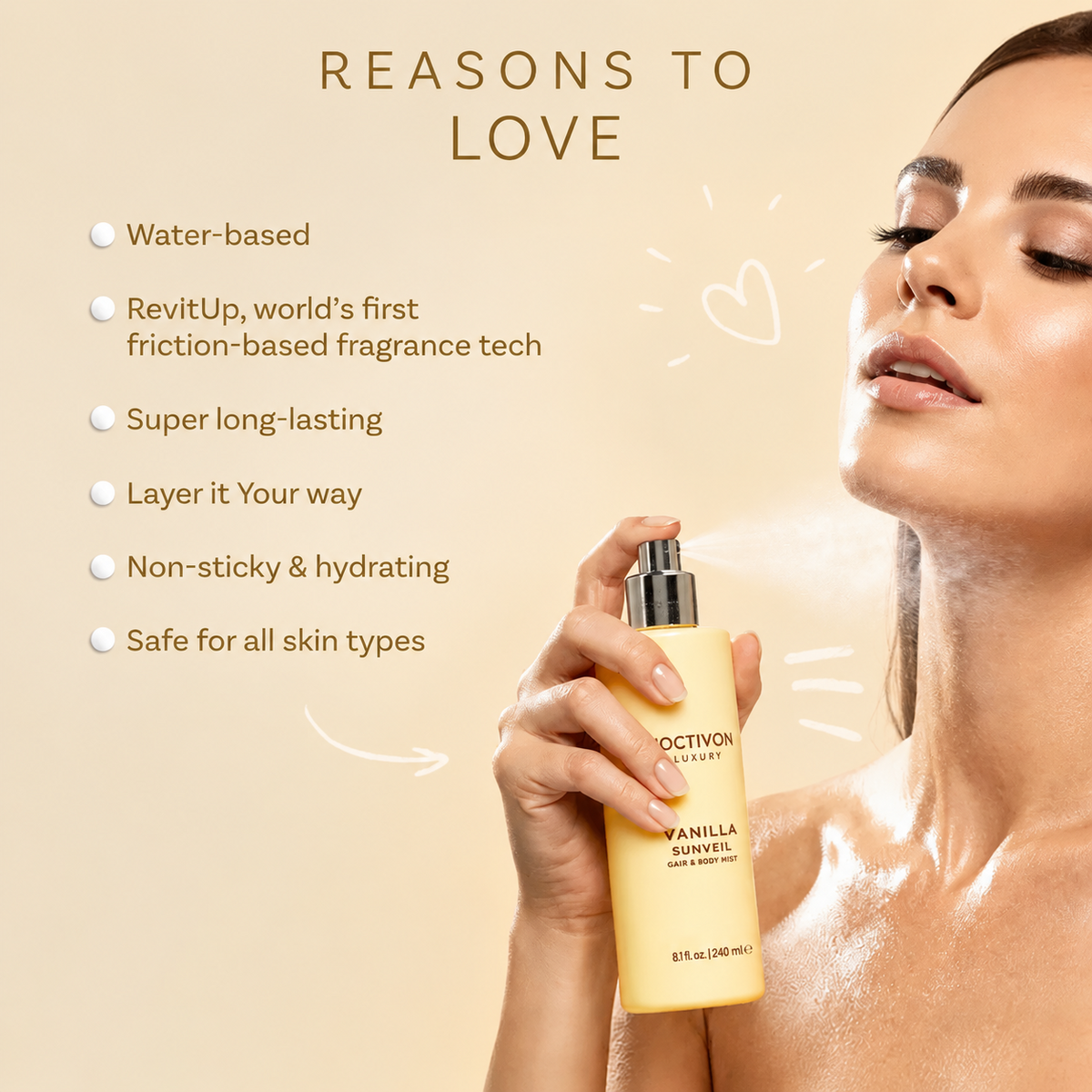 Vanilla-flavored fragrance body spray